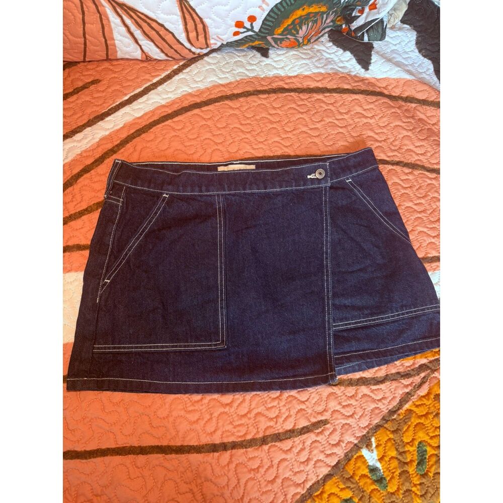 Abercrombie & Fitch Contrast Stitch Denim Wrap Skirt 90s Y2K